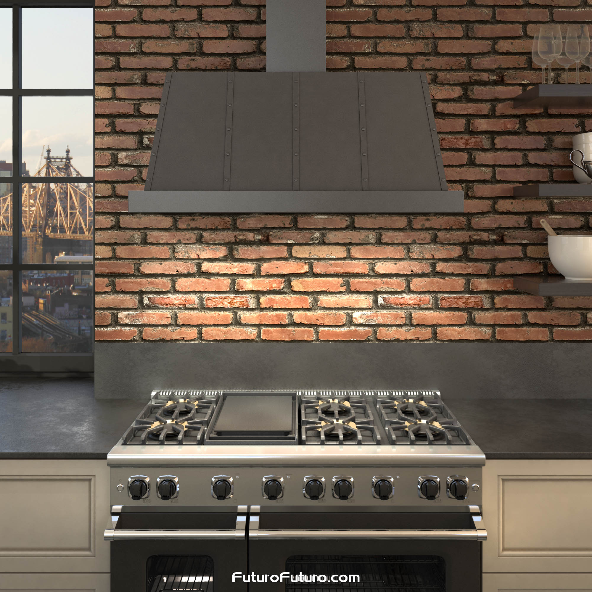 48″ Fano Black Wall Range Hood WL48FANOGM