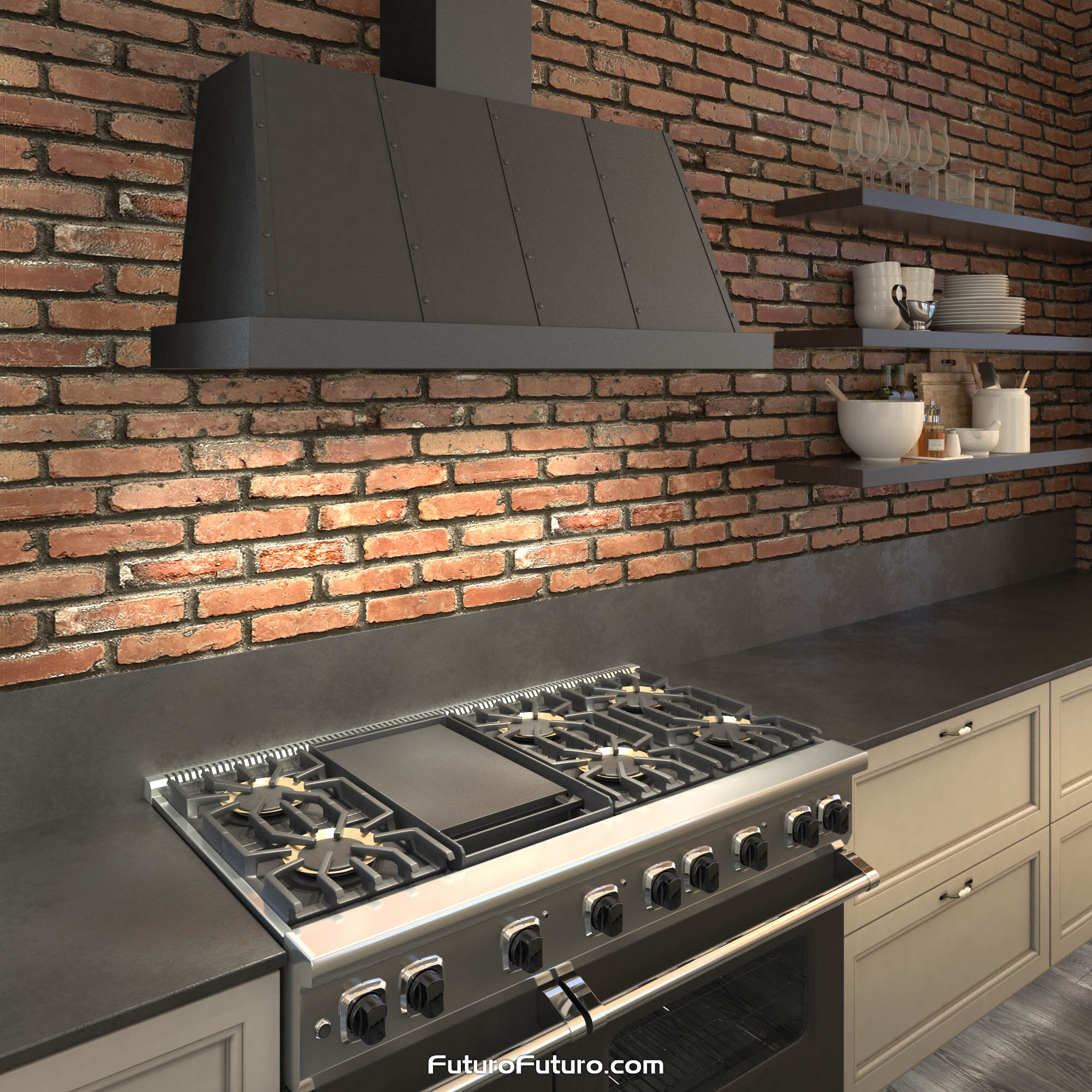 48″ Fano Black Wall Range Hood WL48FANOGM