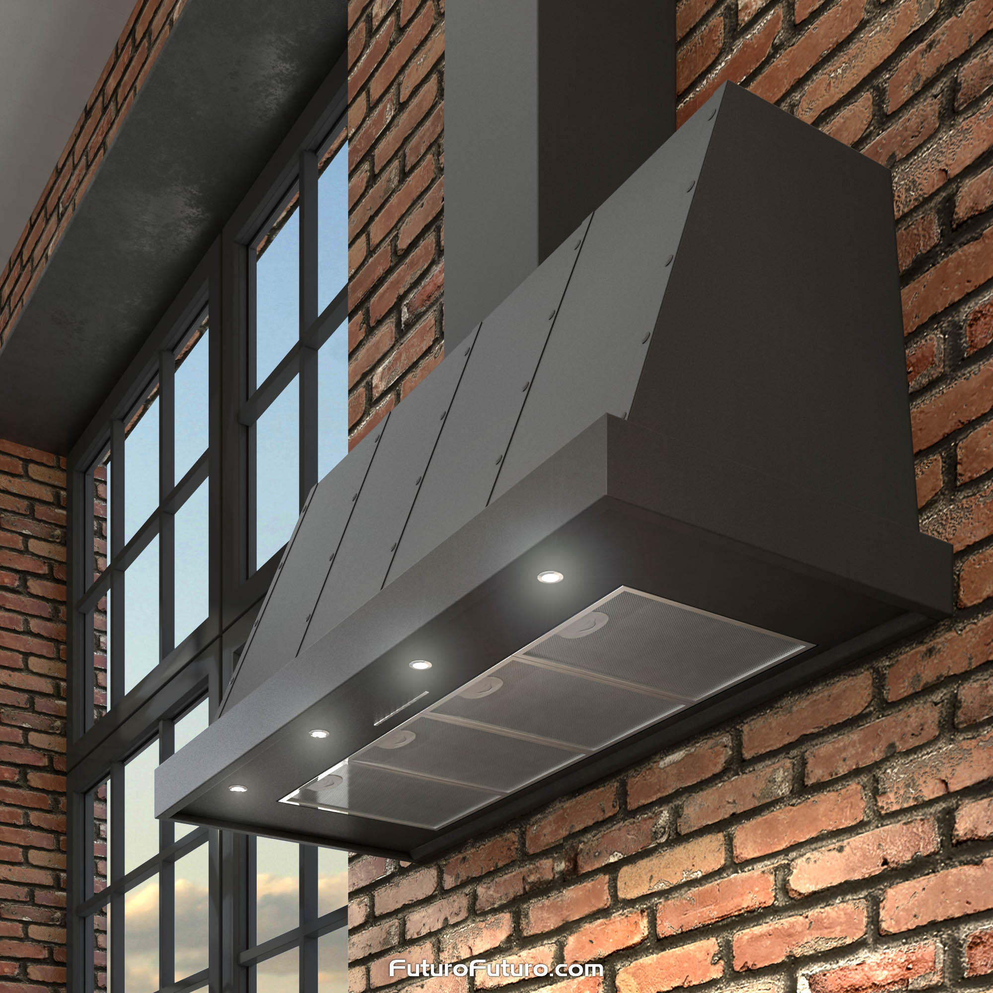 48″ Fano Black Wall Range Hood WL48FANOGM