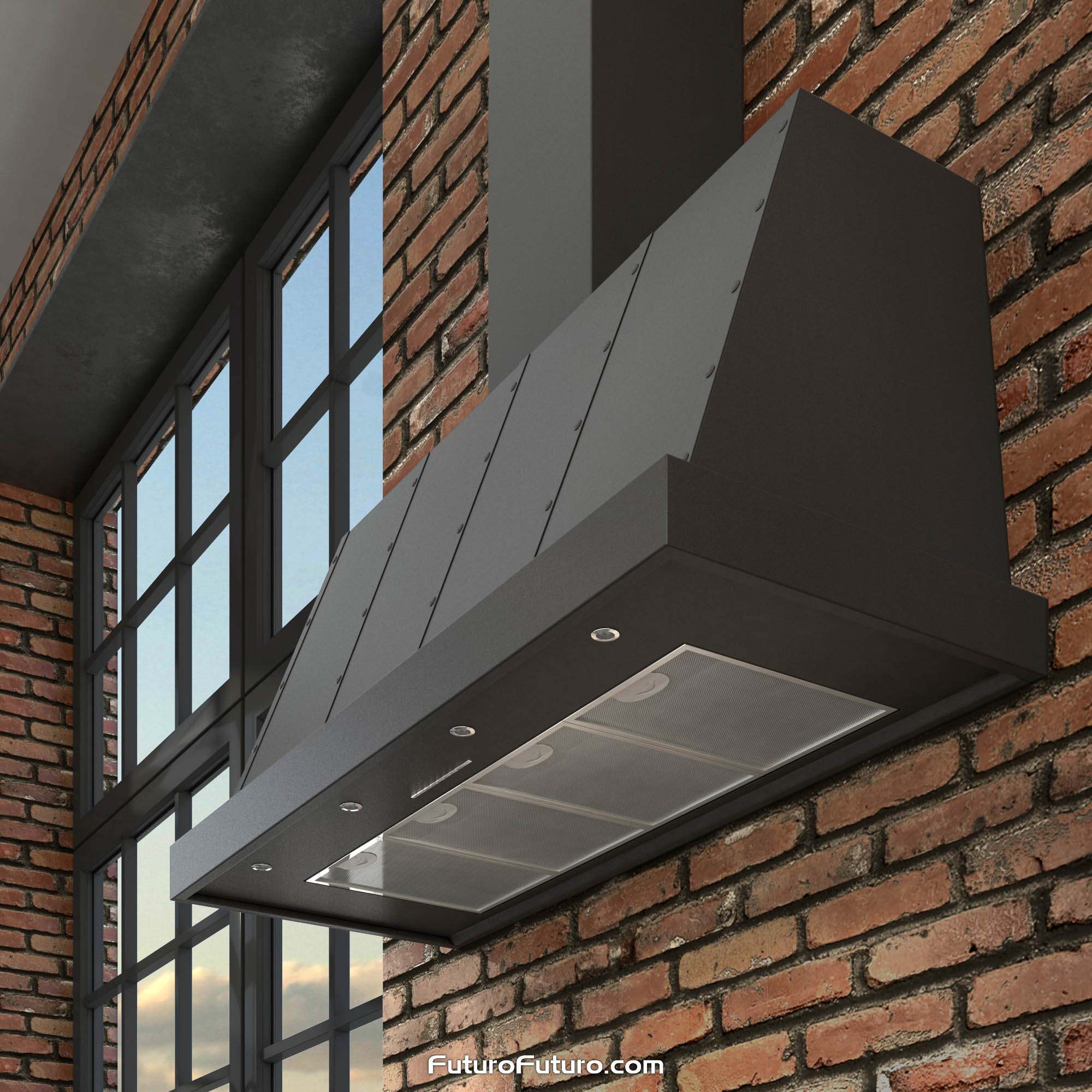 48″ Fano Black Wall Range Hood WL48FANOGM