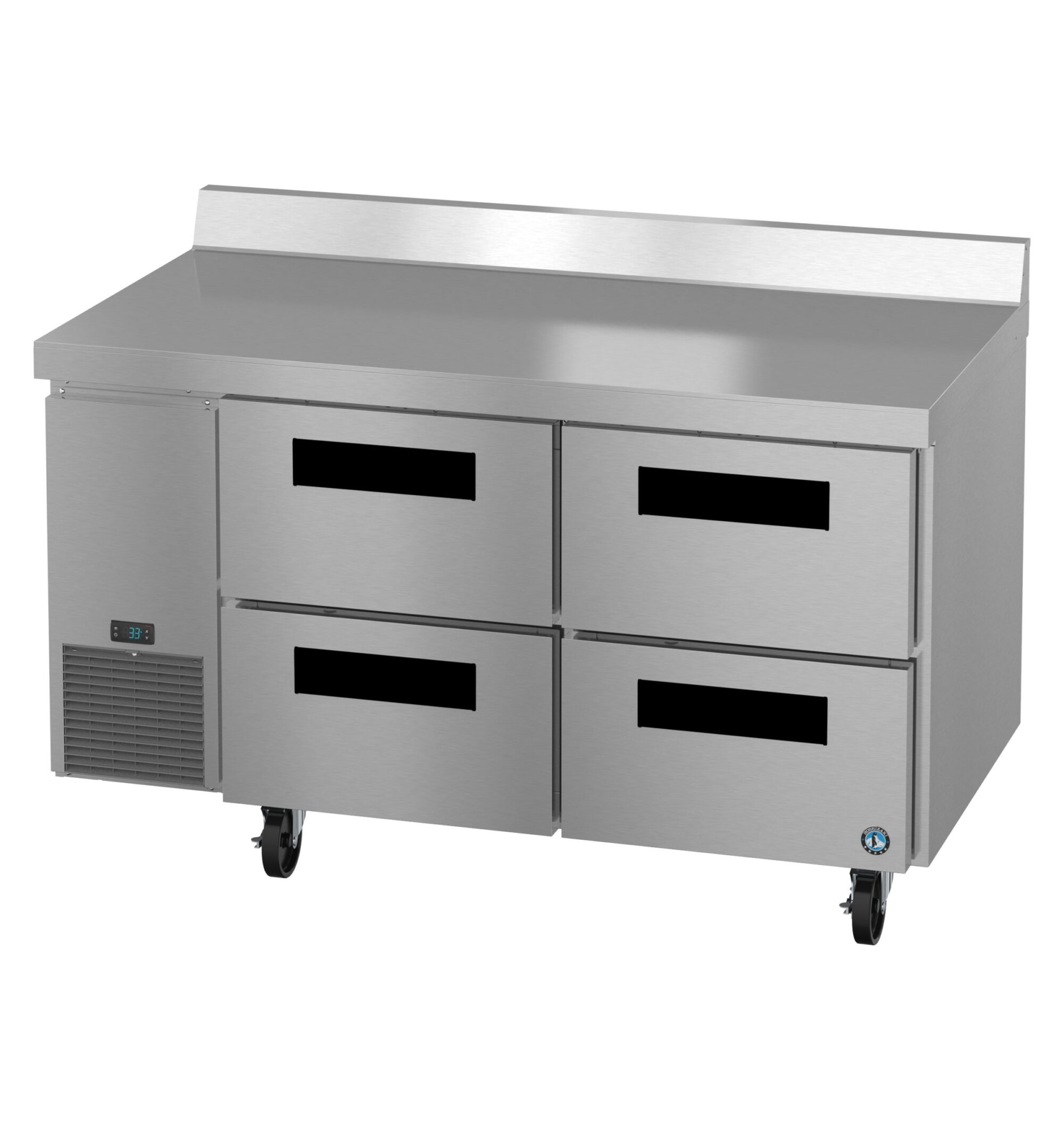 WLR60B-D4, Side Mount Refrigerator, Two Section Worktop, Stainless Drawers WLR60BD4
