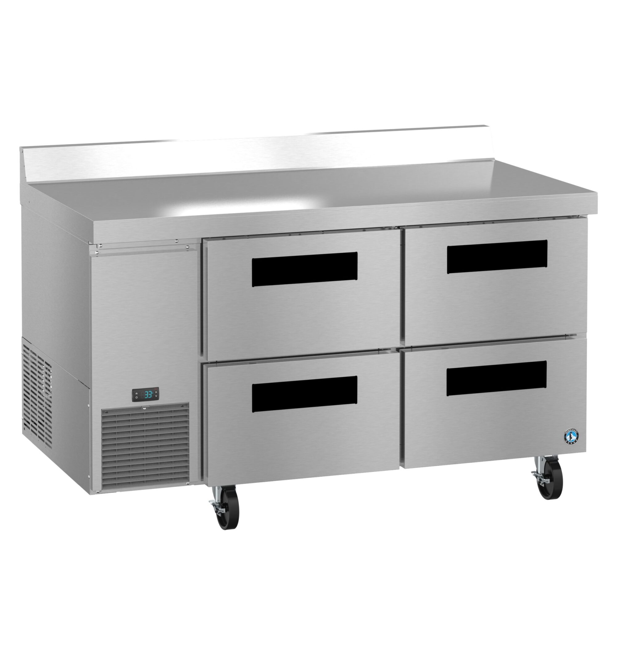 WLR60B-D4, Side Mount Refrigerator, Two Section Worktop, Stainless Drawers WLR60BD4