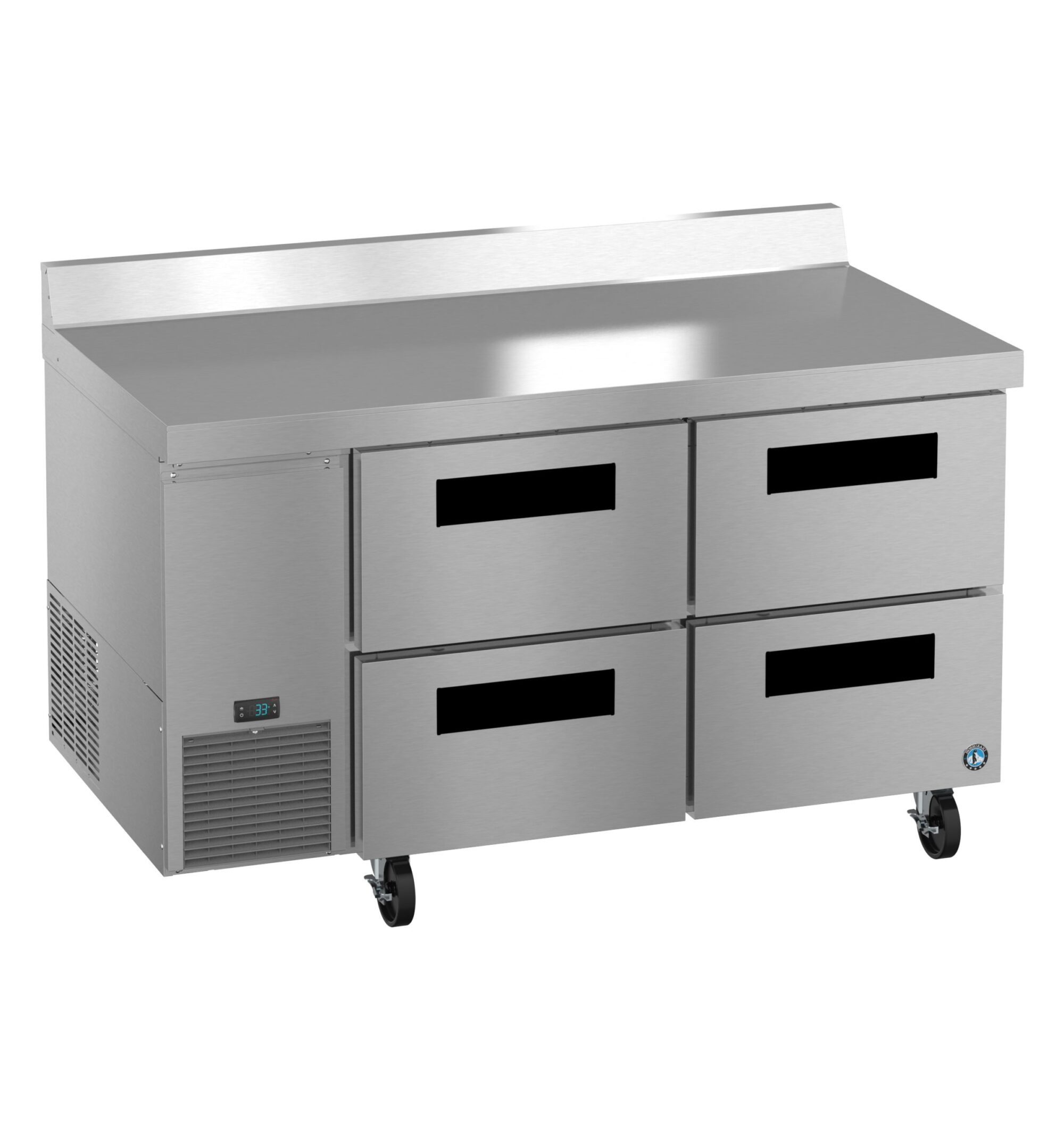 WLR60B-D4, Side Mount Refrigerator, Two Section Worktop, Stainless Drawers WLR60BD4