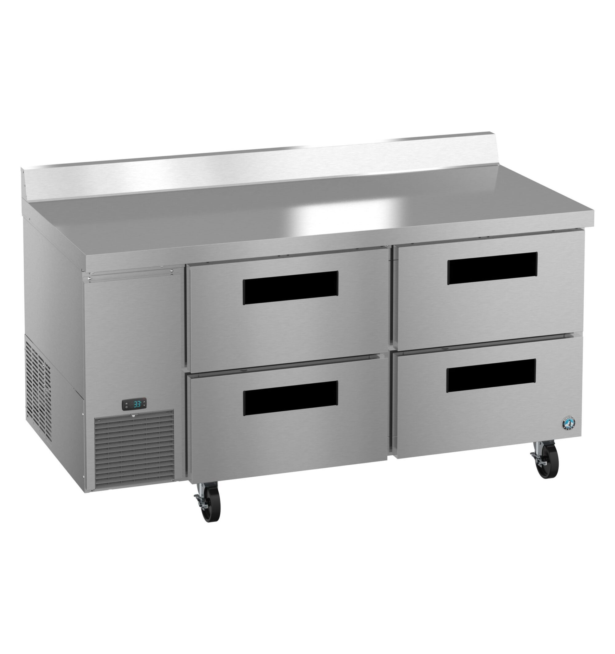 WLR67B-D4, Side Mount Refrigerator, Two Section Worktop, Stainless Drawers WLR67BD4