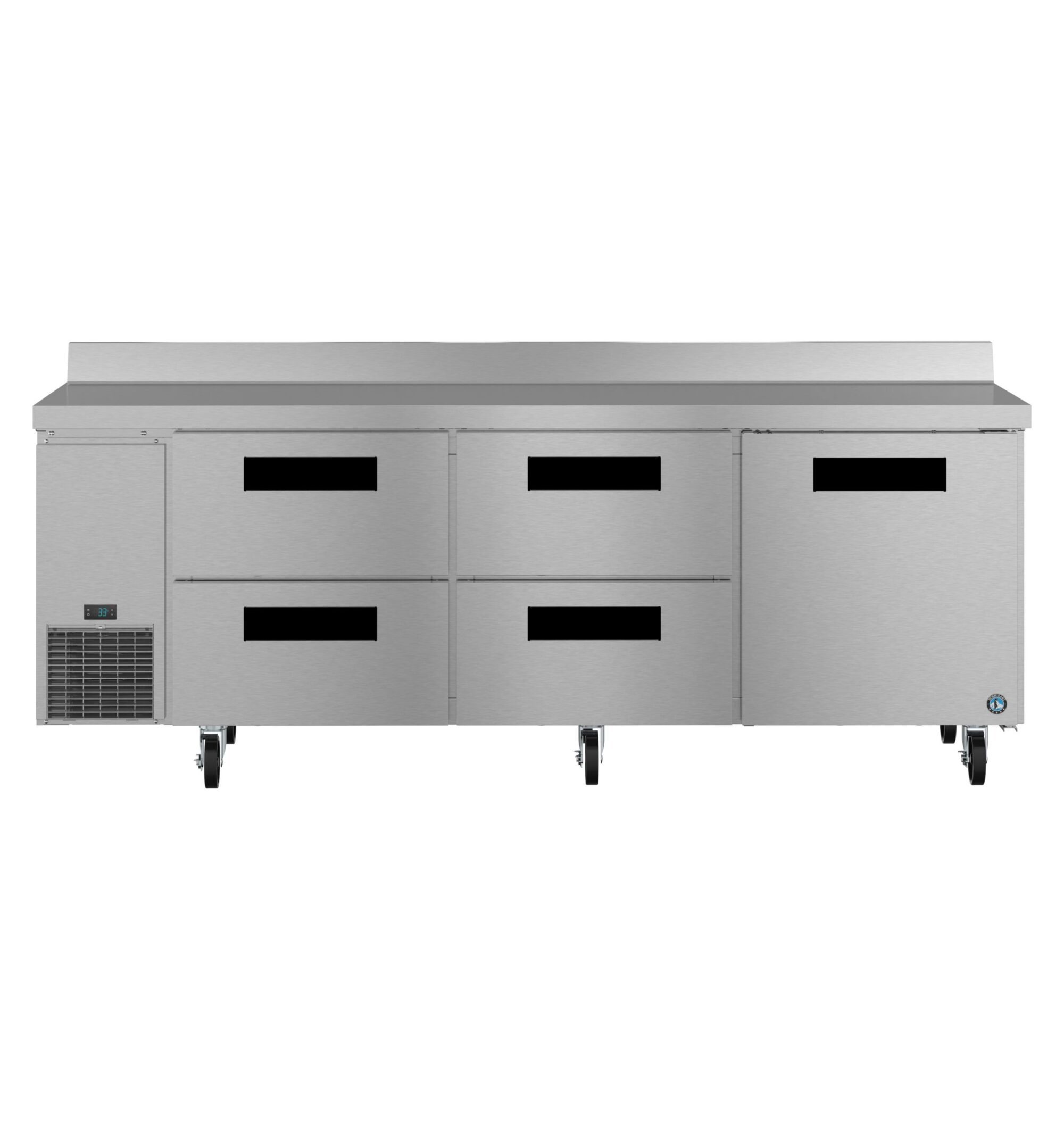 WLR93B-D4, Side Mount Refrigerator, Three Section Worktop, Drawer/Door Combo WLR93BD4