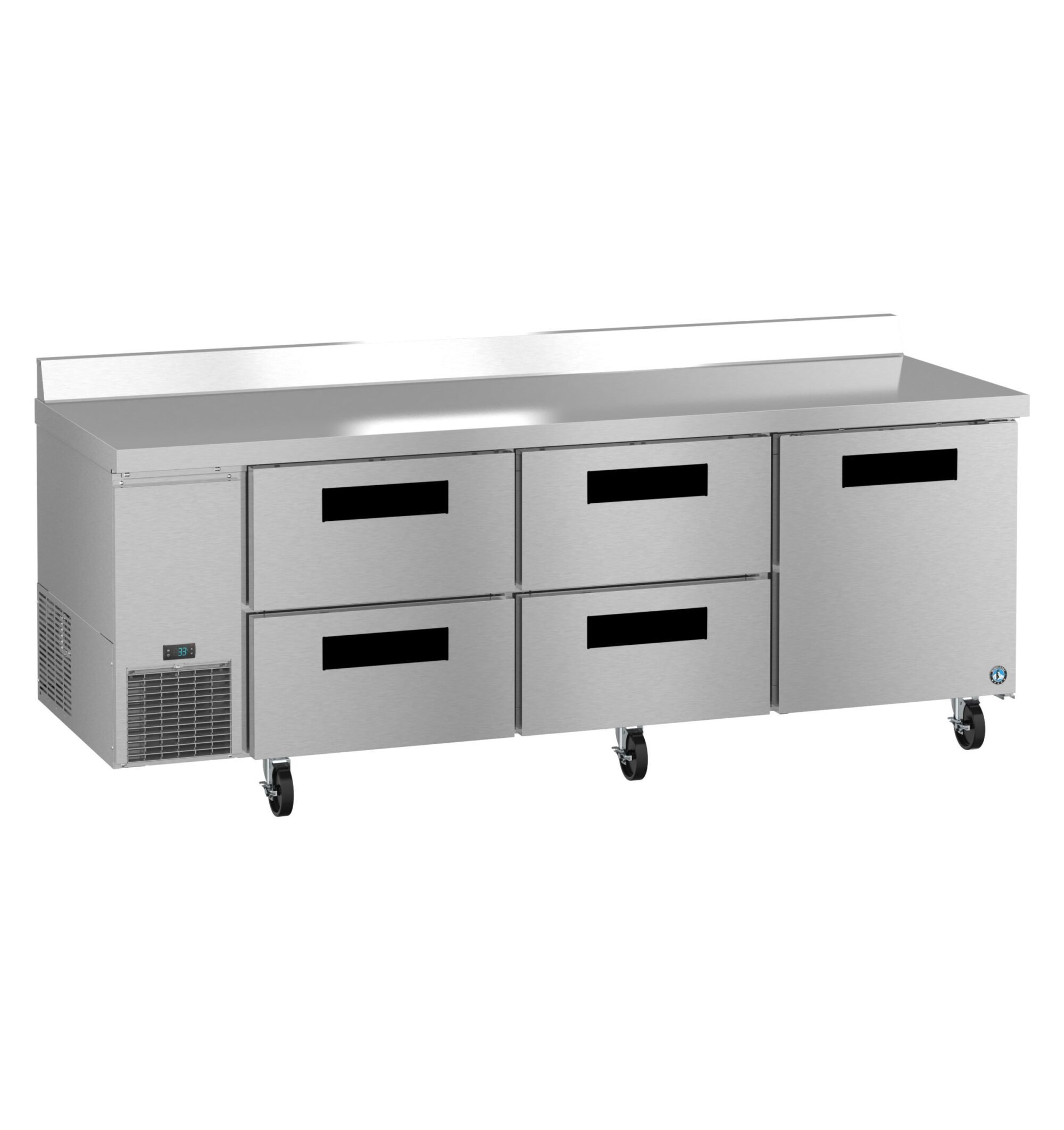 WLR93B-D4, Side Mount Refrigerator, Three Section Worktop, Drawer/Door Combo WLR93BD4