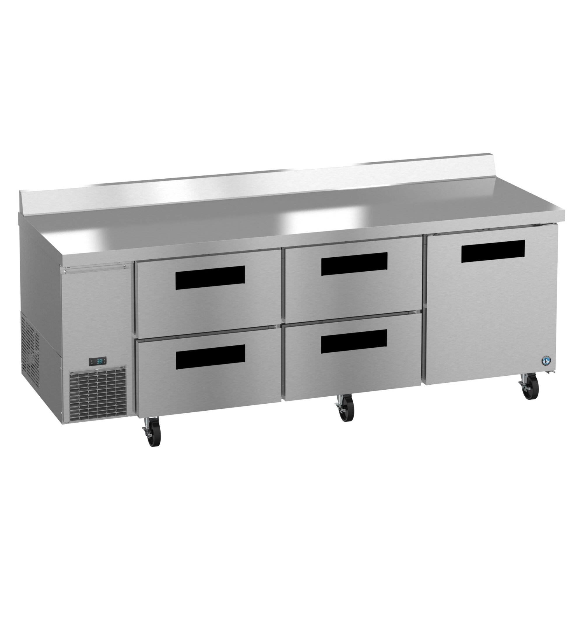WLR93B-D4, Side Mount Refrigerator, Three Section Worktop, Drawer/Door Combo WLR93BD4