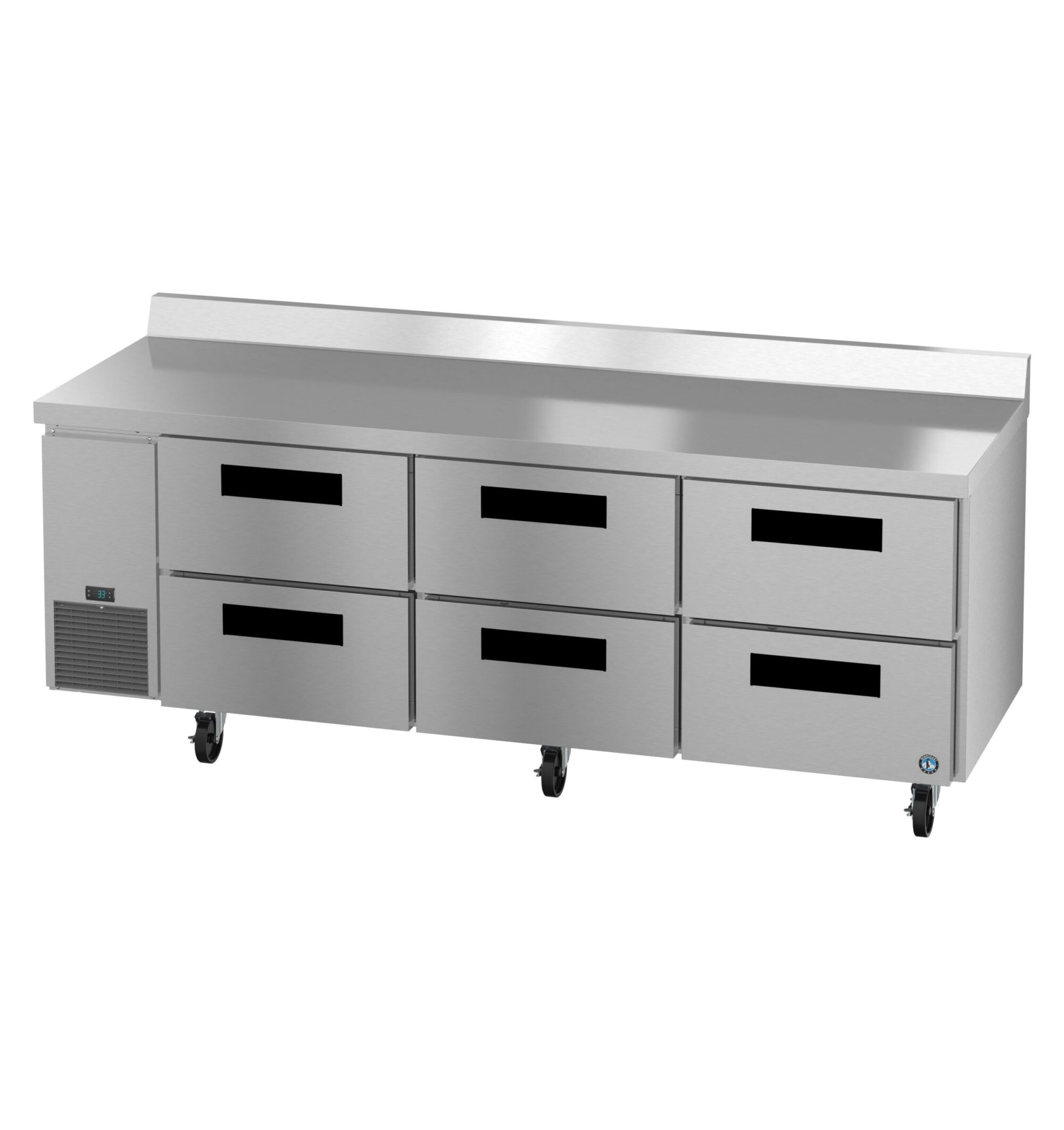 WLR93B-D6, Side Mount Refrigerator, Three Section Worktop, Stainless Drawers WLR93BD6
