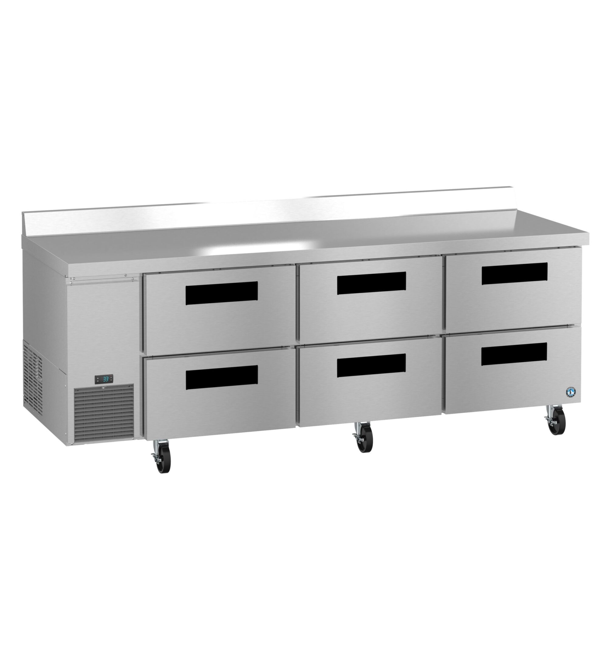 WLR93B-D6, Side Mount Refrigerator, Three Section Worktop, Stainless Drawers WLR93BD6