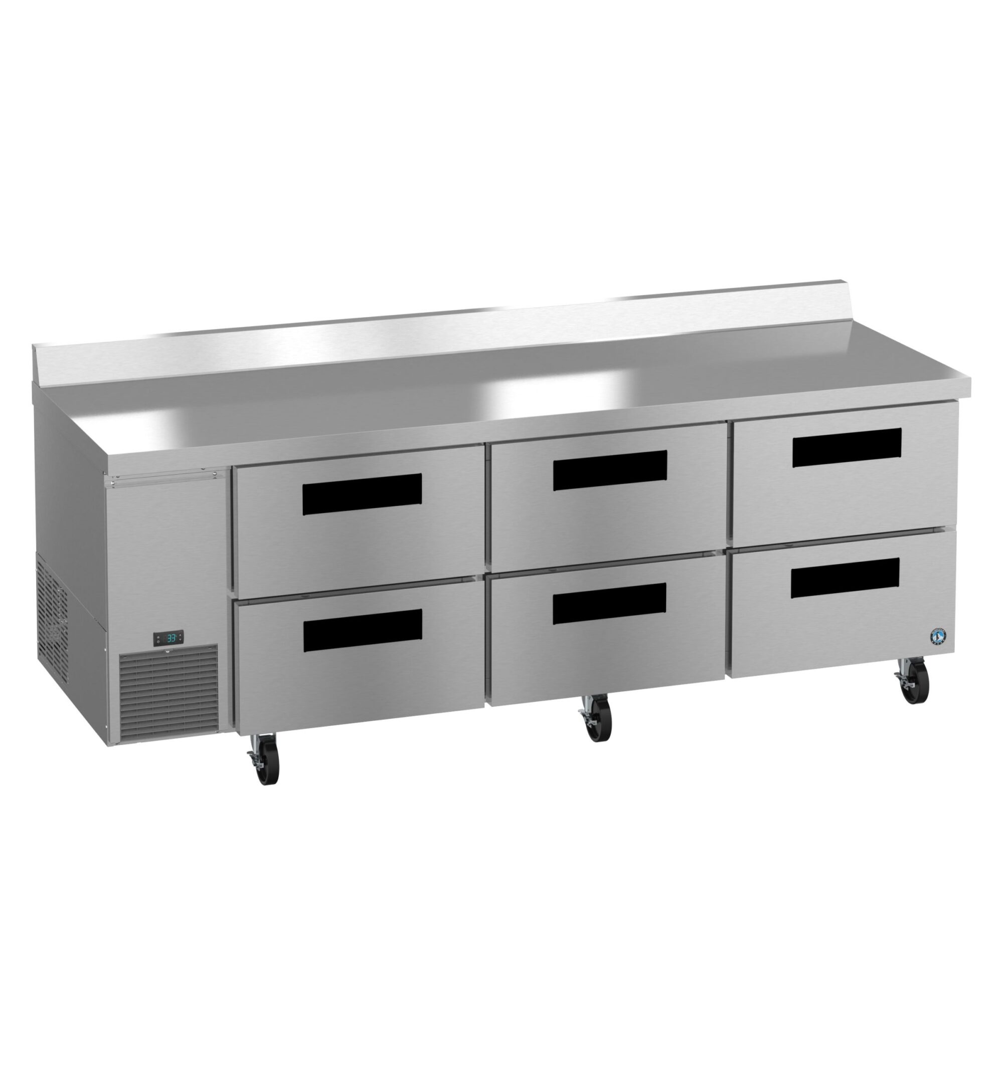 WLR93B-D6, Side Mount Refrigerator, Three Section Worktop, Stainless Drawers WLR93BD6
