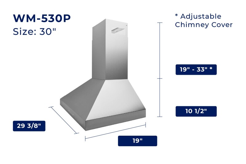 30" Wall Mount Range Hood - Convertible Matte Black WM530BLK30P