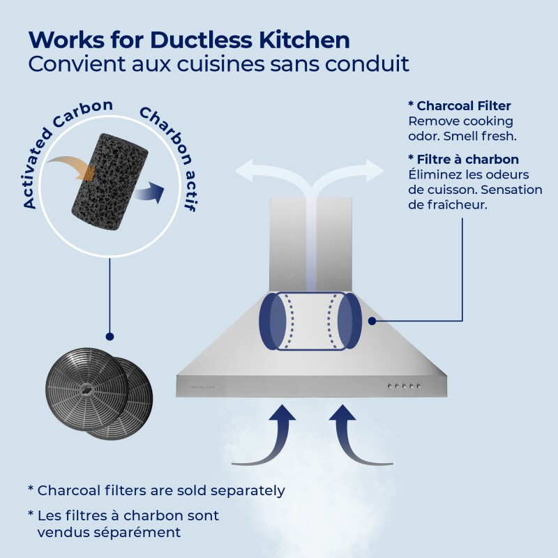 30" Wall Mount Range Hood - Convertible - Charcoal Filters Included WM530SS30B