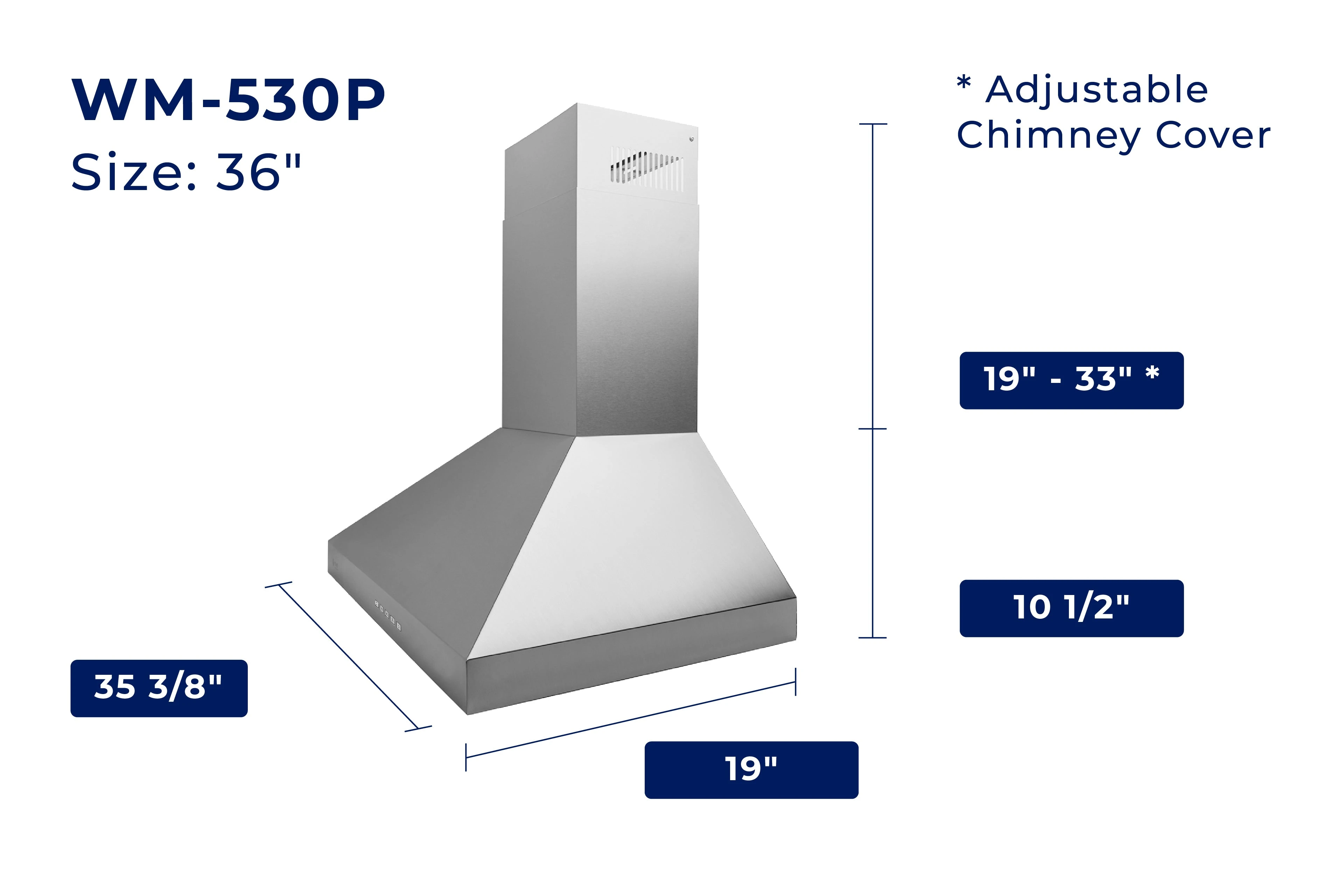 Hauslane Chef Series 36" Wall Mount Range Hood WM530WHT36P