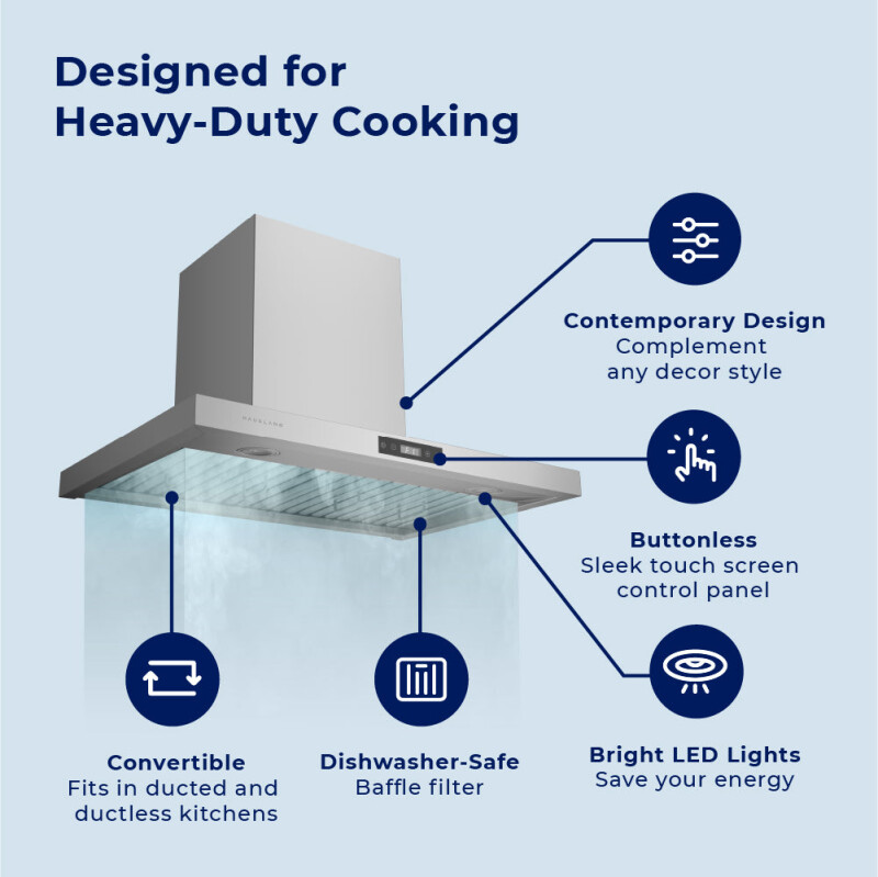 30" Wall Mount Range Hood - Convertible - Low Profile Design WM540SS30
