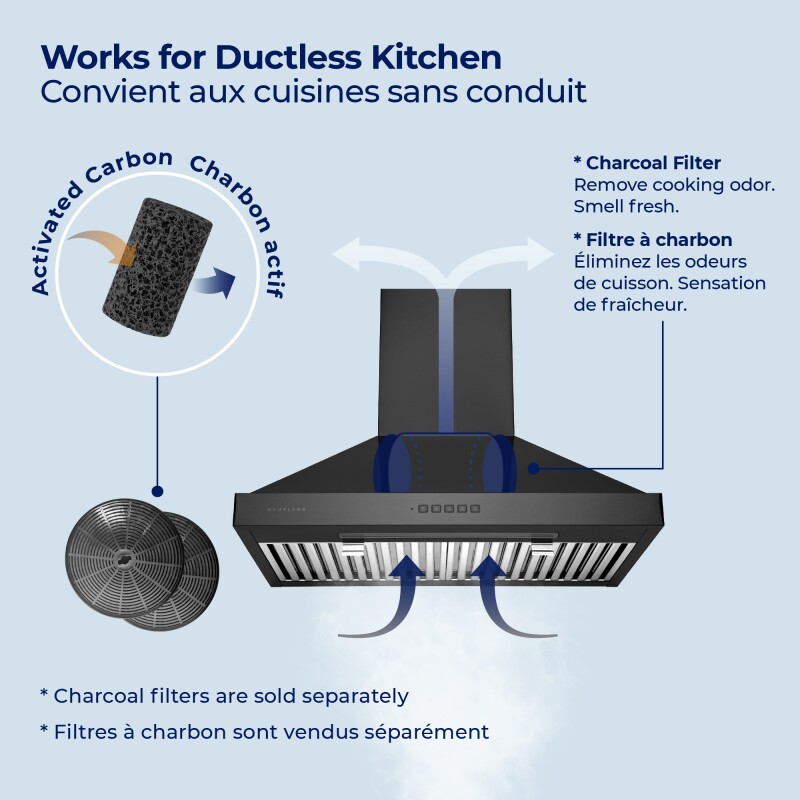 30" Black Stainless Steel Wall Mount Range Hood - Convertible - Suitable for High Ceiling WM590BSS30