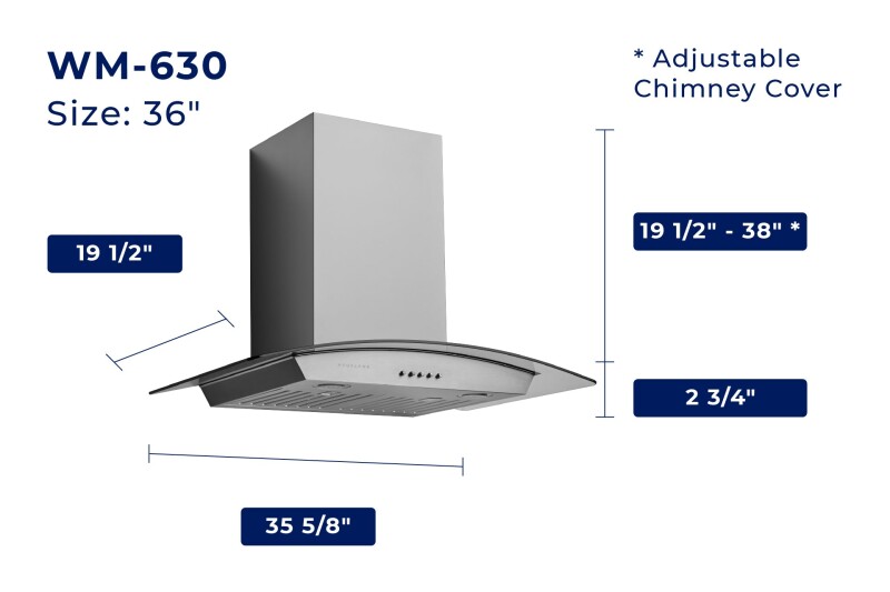36" Hauslane Convertible Wall Mount Range Hood WM630SS36