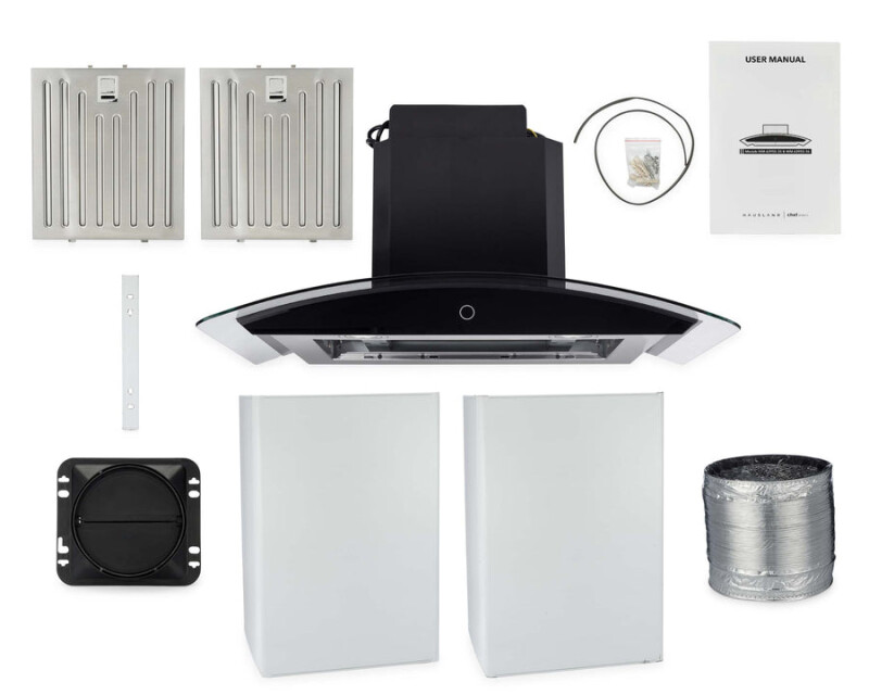 36" Canopy Wall Mount Range Hood - Convertible - Black Glass Panel WM639SS36