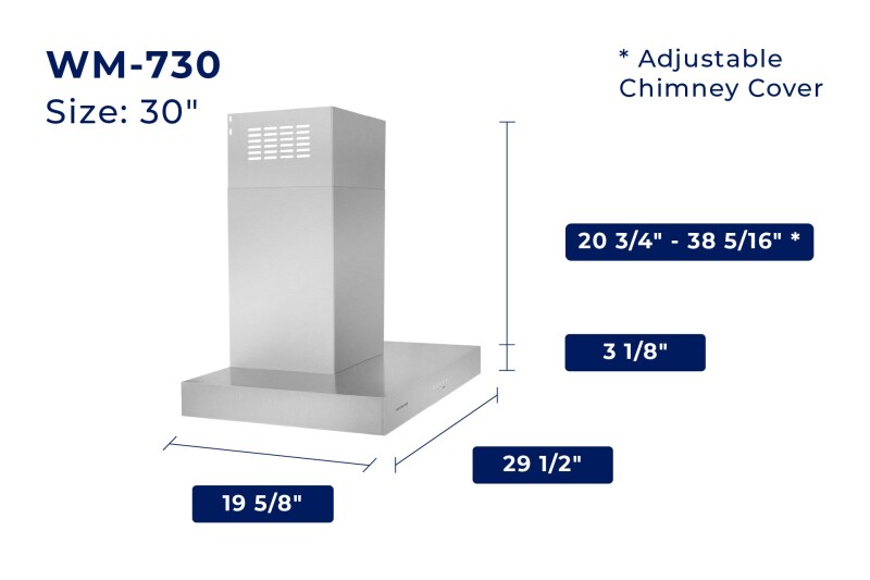 30" Wall Mount Range Hood - Convertible - Pro-Style Design WM730SS30