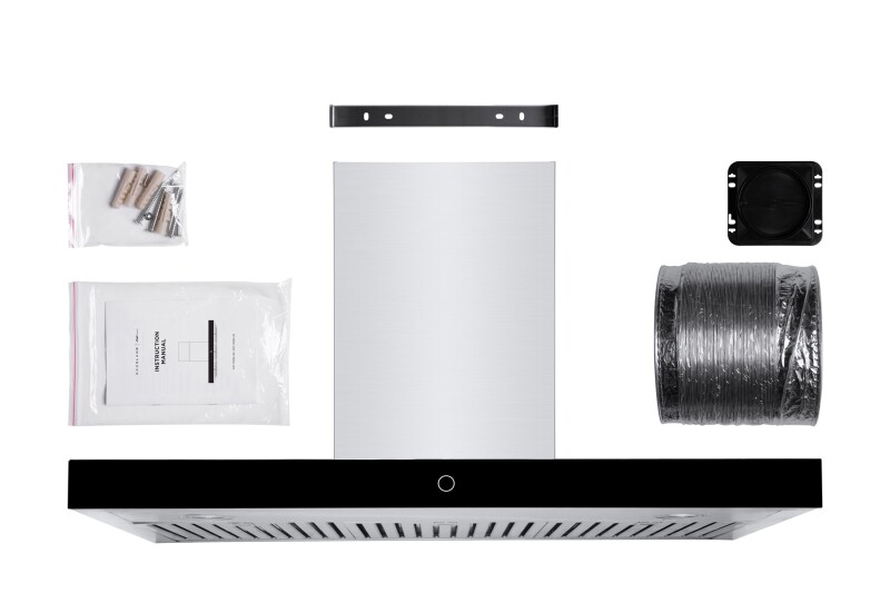 36" Wall Mount Range Hood - Convertible - Black Glass Panel WM739SS36