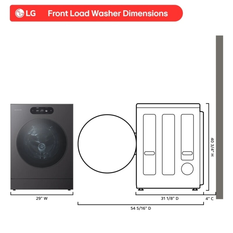 5.8 cu. ft. Mega Capacity Smart Front Load Washer view 3