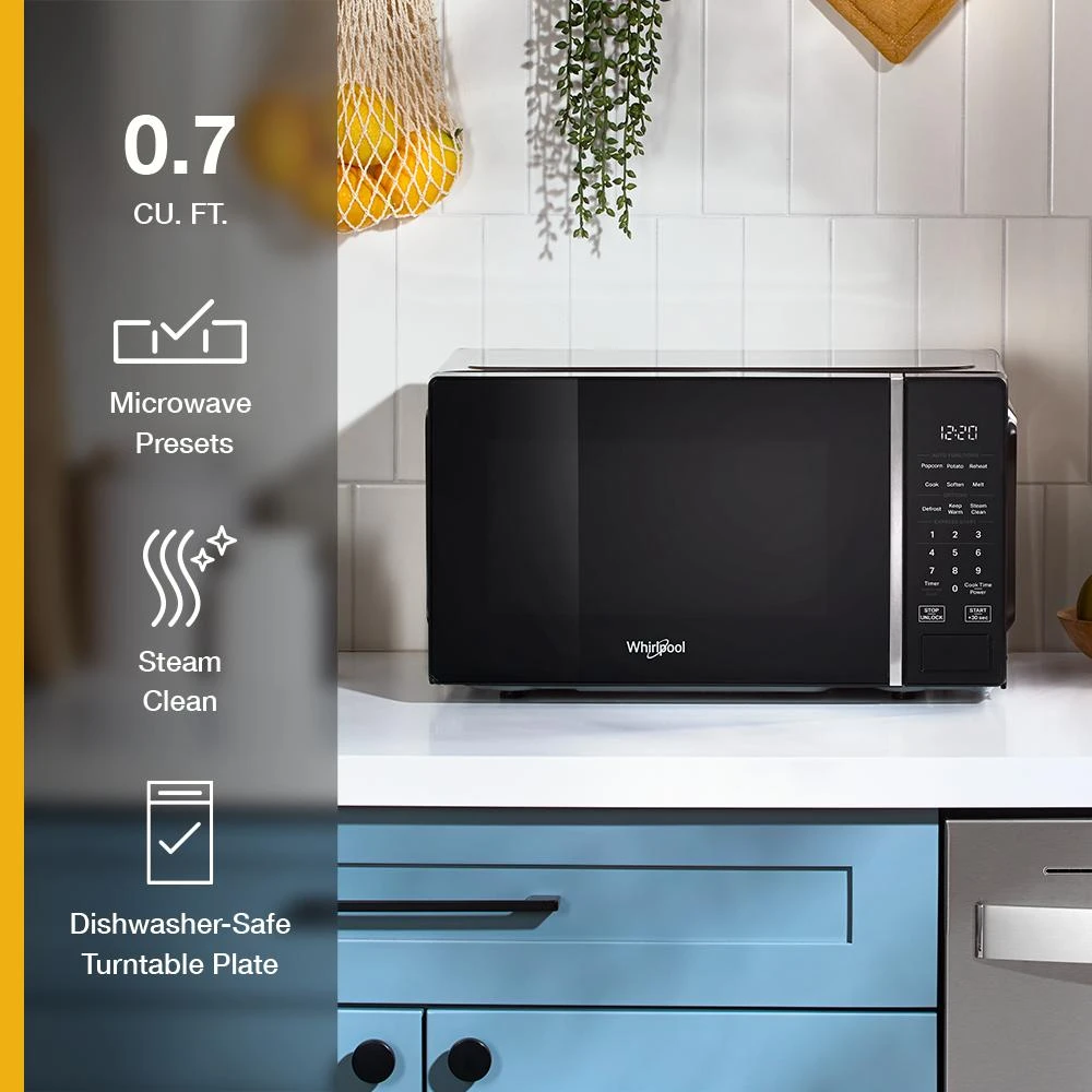 0.7 cu. ft. Black Countertop Microwave With Steam Clean - 700 watt view 5