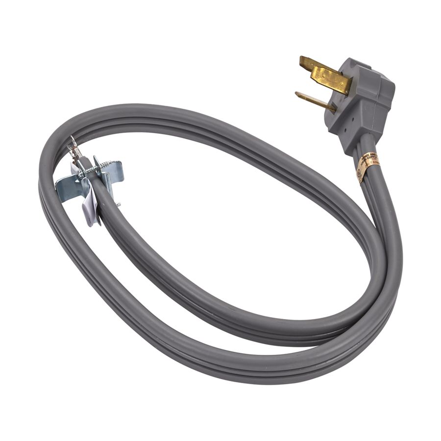 4' Electric Range Power Cord Rated 50 A, With 3-wire 3-ring Terminal Connectors, And Right-angle 3-prong Plug WPPT520