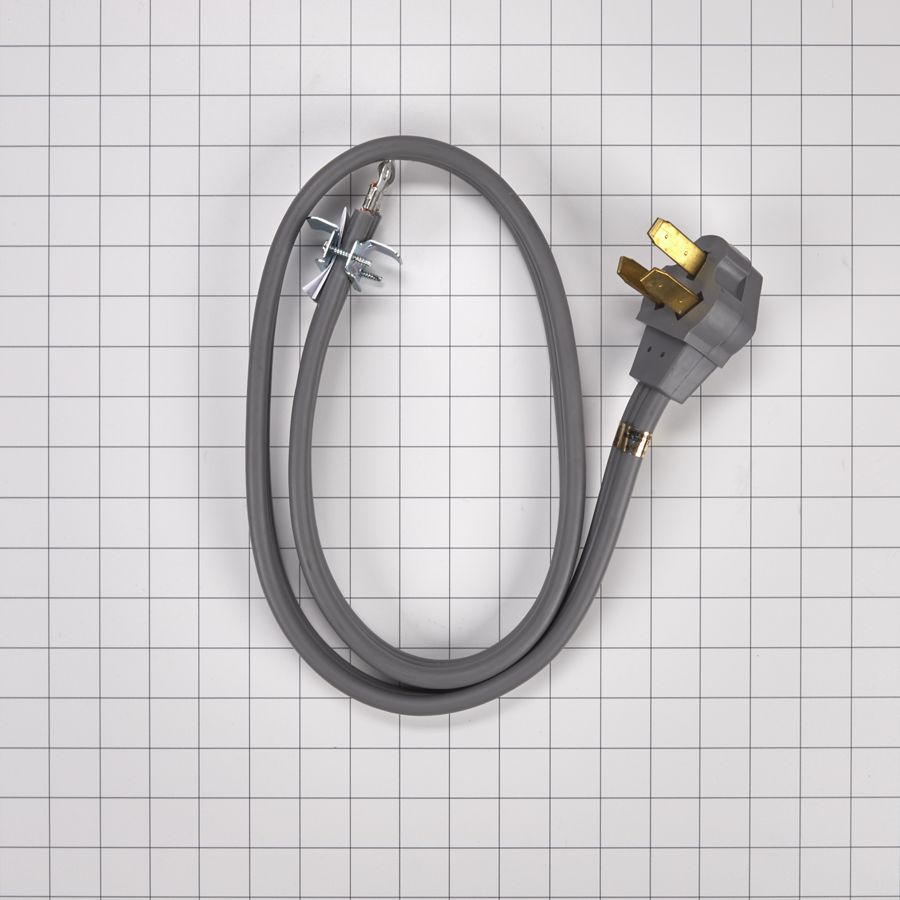 4' Electric Range Power Cord Rated 50 A, With 3-wire 3-ring Terminal Connectors, And Right-angle 3-prong Plug WPPT520