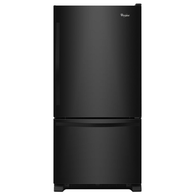 Whirlpool 33-inches wide Bottom-Freezer Refrigerator with SpillGuard™ Glass Shelves - 22 cu. ft Black-on-Black WRB322DMBB Picture 1