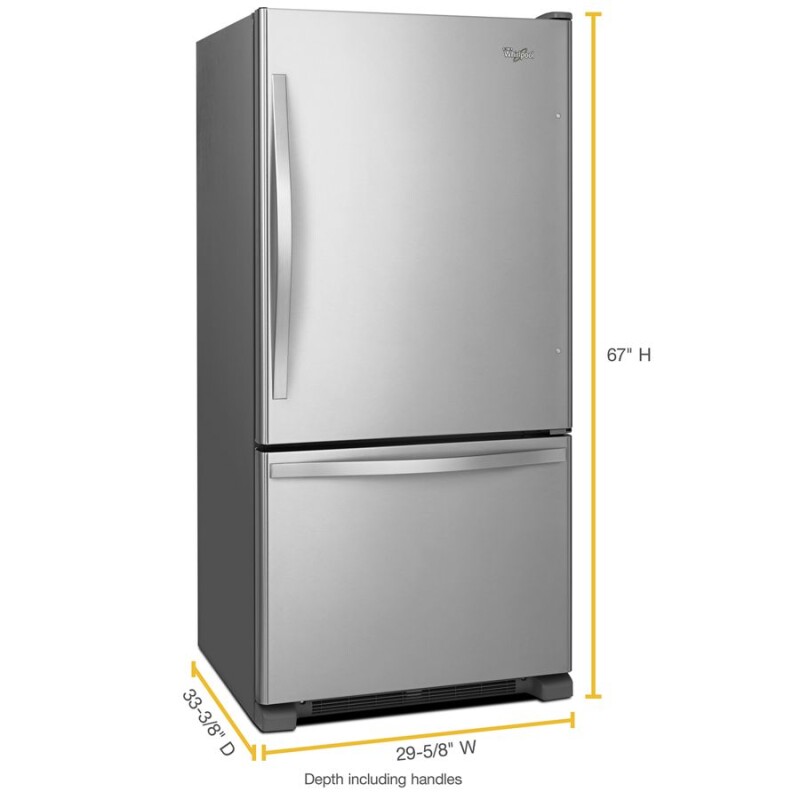 Whirlpool 30-inches wide Bottom-Freezer Refrigerator with SpillGuard™ Glass Shelves - 18.7 cu. ft. Monochromatic Stainless Steel WRB329DMBM Picture 1