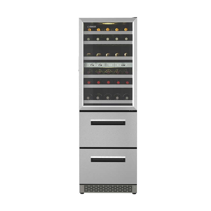 Connoisseurs Club 3-Zone 84 Bottle Wine Refrigerator+2 Drawers 110V WRD2108