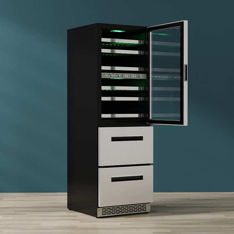 Connoisseurs Club 3-Zone 84 Bottle Wine Refrigerator+2 Drawers 110V WRD2108, product image 10 of 20