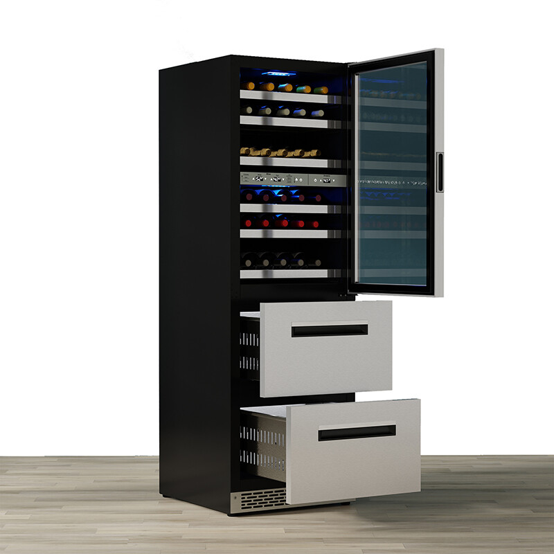 Connoisseurs Club 3-Zone 84 Bottle Wine Refrigerator+2 Drawers 110V WRD2108, product image 5 of 20