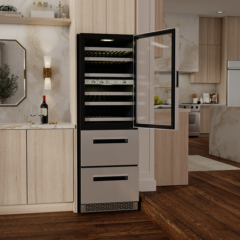 Connoisseurs Club 3-Zone 84 Bottle Wine Refrigerator+2 Drawers 110V WRD2108, product image 7 of 20