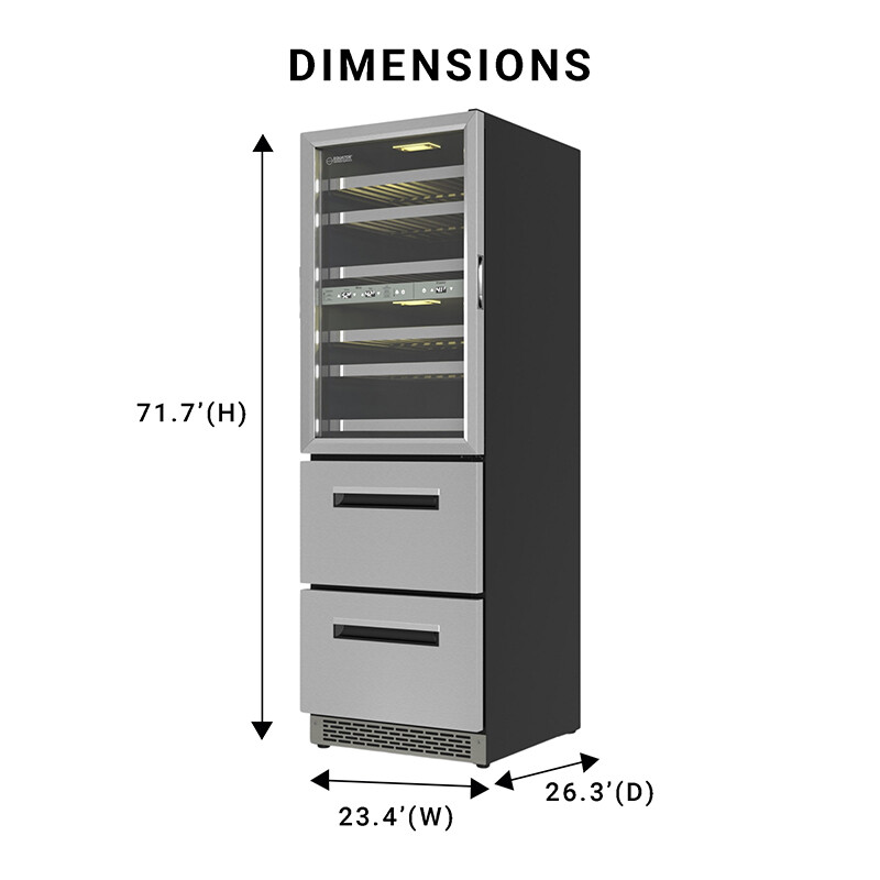 Connoisseurs Club 3-Zone 84 Bottle Wine Refrigerator+2 Drawers 110V WRD2108, product image 9 of 20
