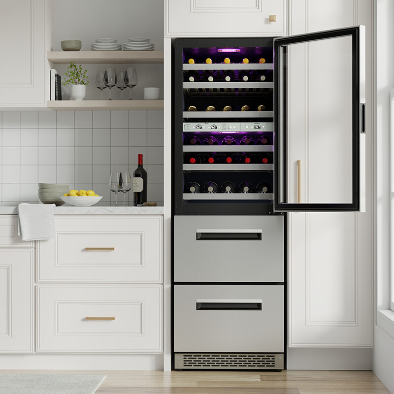 Connoisseurs Club 3-Zone 84 Bottle Wine Refrigerator+2 Drawers 110V WRD2108, product image 12 of 20
