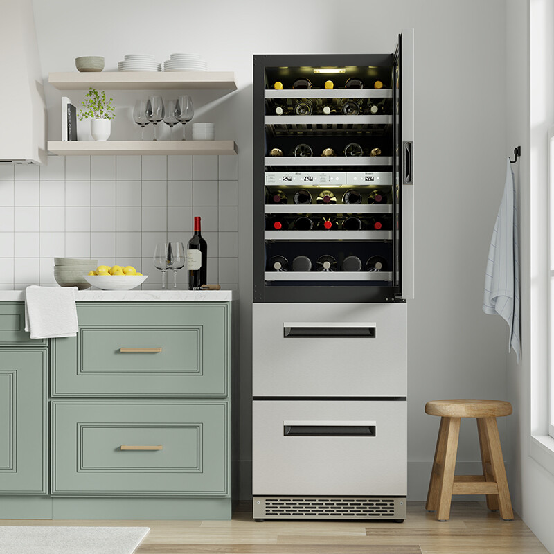 Connoisseurs Club 3-Zone 84 Bottle Wine Refrigerator+2 Drawers 110V WRD2108, product image 11 of 20