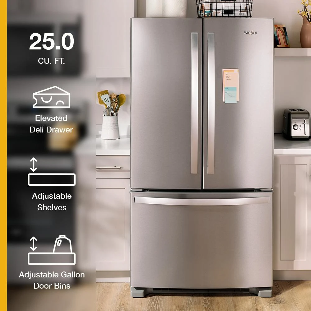 36-Inch Wide Full-Depth French Door Bottom Mount Refrigerator - 25 cu. ft. WRFF3036RB
