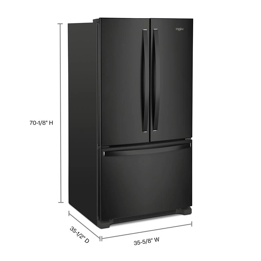 36-Inch Wide Full-Depth French Door Bottom Mount Refrigerator - 25 cu. ft. WRFF3236RB