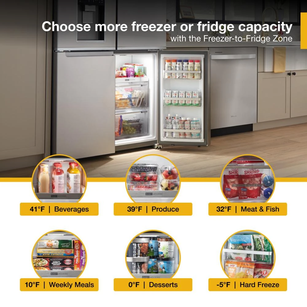 36-Inch Counter Depth 4 Door Refrigerator with Ice Maker in Door view 37