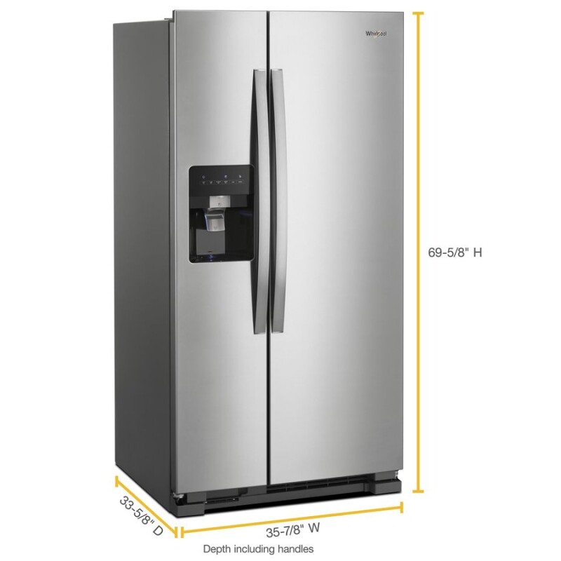 Whirlpool 36-inch Wide Side-by-Side Refrigerator - 24 cu. ft. Monochromatic Stainless Steel WRS315SDHM Picture 1
