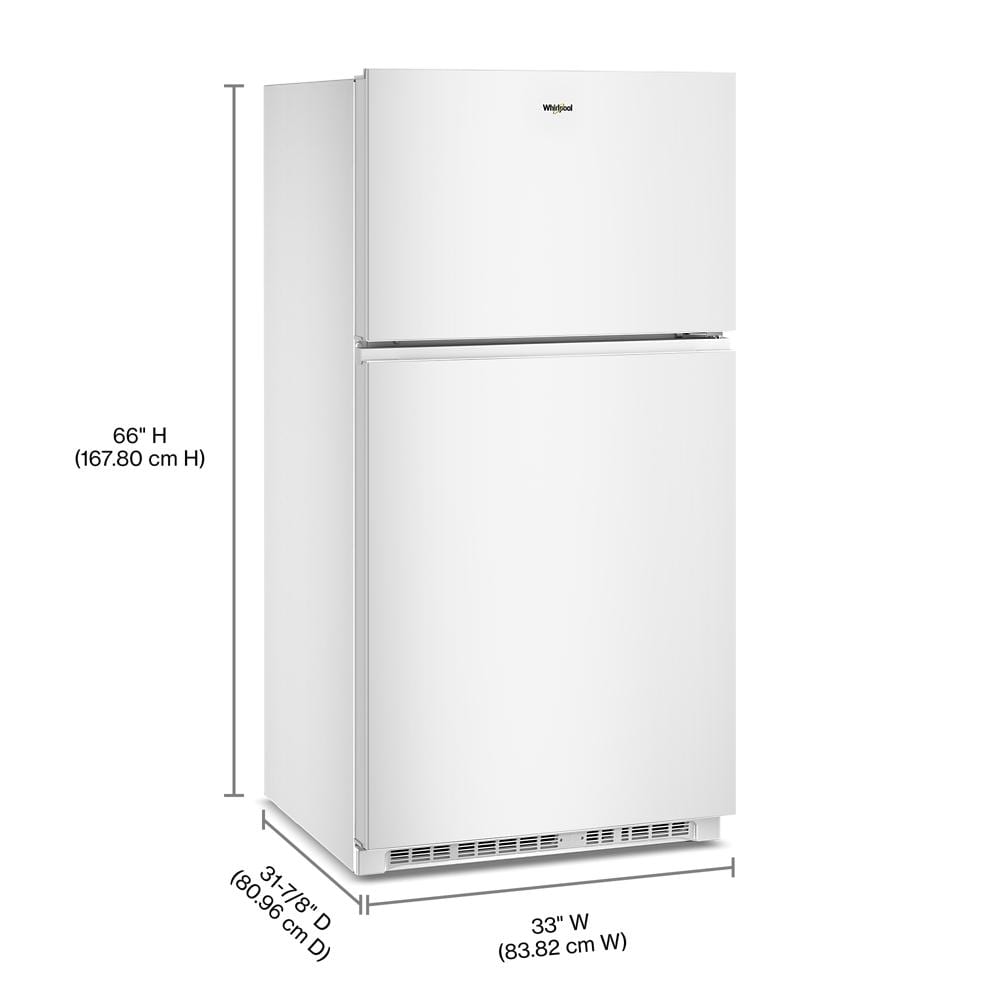 Whirlpool® 32.8-inch Wide Top Freezer Refrigerator with Total Coverage Cooling- 21.3 Cu. Ft. WRTX3021TW
