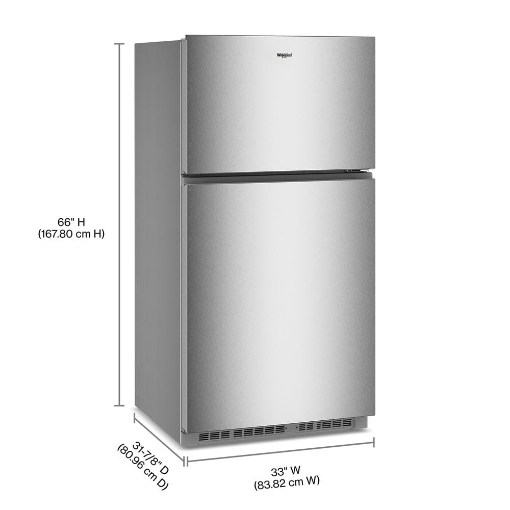 Whirlpool® 32.8-inch Wide Top Freezer Refrigerator with Total Coverage Cooling- 21.3 Cu. Ft. WRTX3021TZ