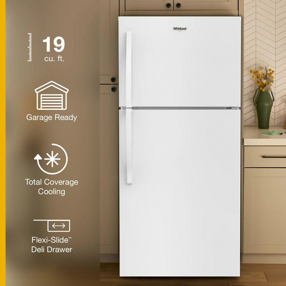 Whirlpool® 30-inch Wide Top Freezer Refrigerator with Total Coverage Cooling- 19 Cu. Ft. WRTX7419SW