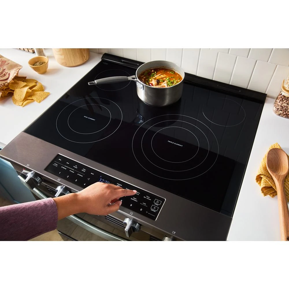 30-inch Smart Slide in Electric Range with Air Cooking Technology, No Preheat Air Fry, WipeClean™ Coating, Steam/Self Clean and High Speed Preheat WSES7530RV