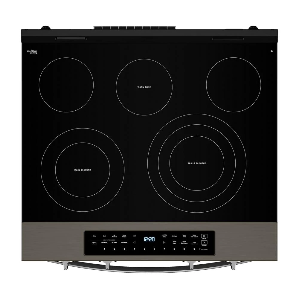 30-inch Smart Slide in Electric Range with Air Cooking Technology, No Preheat Air Fry, WipeClean™ Coating, Steam/Self Clean and High Speed Preheat WSES7530RV