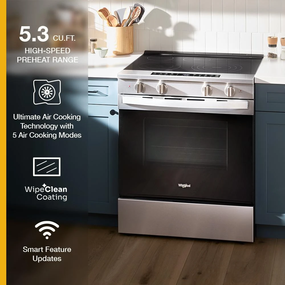 30-inch Smart Slide in Electric Range with Air Cooking Technology, No Preheat Air Fry, WipeClean™ Coating, Steam/Self Clean and High Speed Preheat view 21
