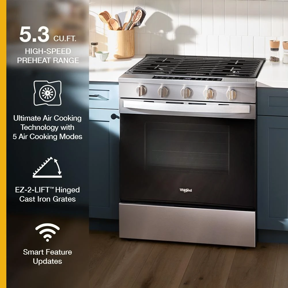 30-inch Smart Slide In Gas Range with Air Cooking Technology, No Preheat Air Fry, Steam/Self Clean and High Speed Preheat view 5
