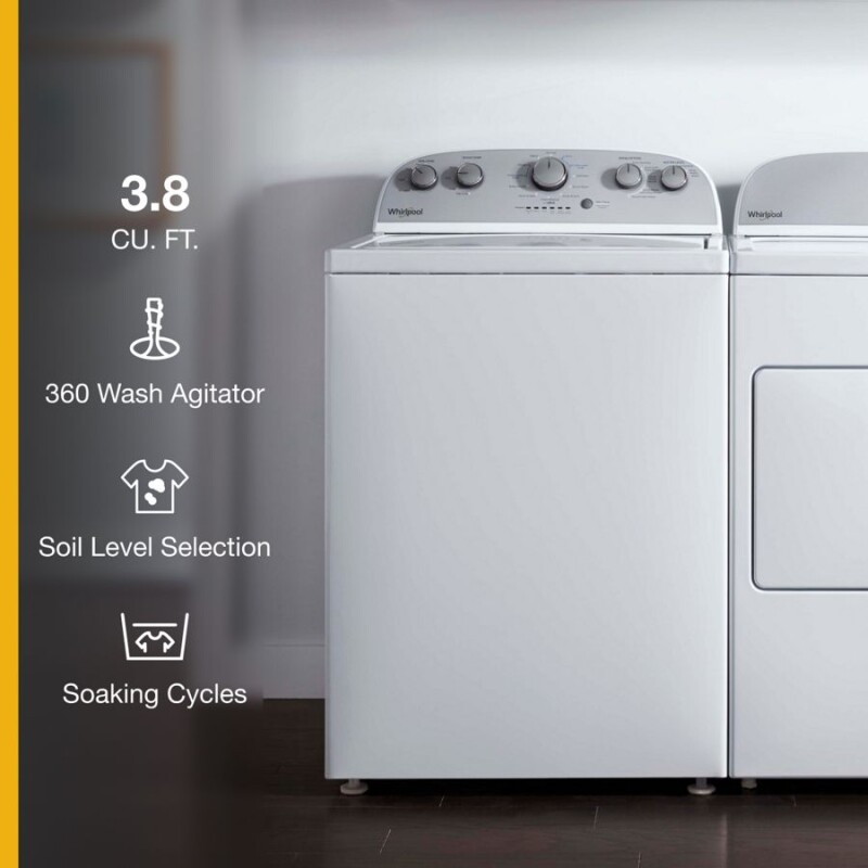 3.8 cu. ft. Top Load Washer with Soaking Cycles, 12 Cycles WTW4955HW