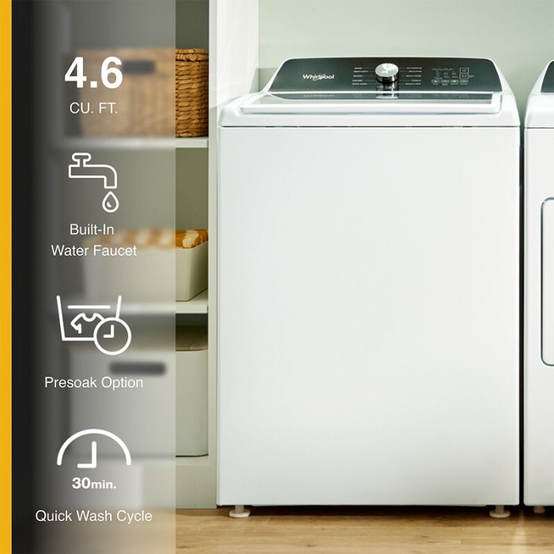 Whirlpool 4.6 Cu. Ft. Top Load Impeller Washer with Built-in Faucet White WTW5020SW Picture 1