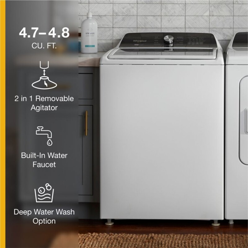 4.7–4.8 Cu. Ft. Top Load Washer with 2 in 1 Removable Agitator WTW5057LW